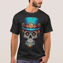 Camiseta Steampunk Skull Day of the Dead Men's Black