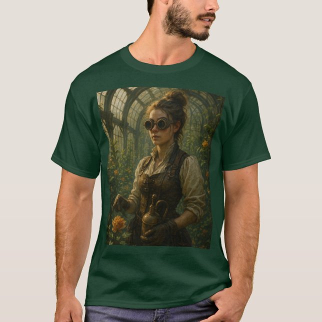 Camiseta Steampunk Victorian Gardener Art (Frente)