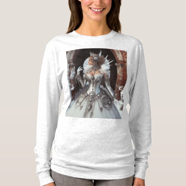 Camiseta Steampunk Victorian Industrial Winter Ice Queen (Frente)