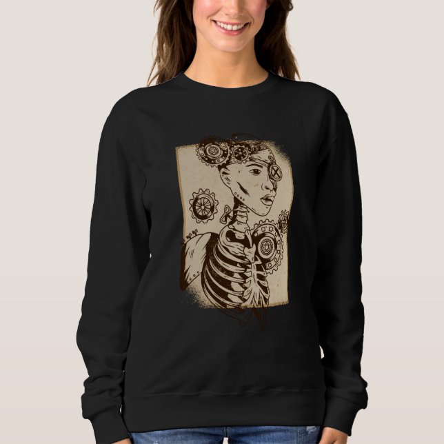Camiseta Steampunk vintage skeleton scary face (Frente)