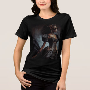 Camiseta Steampunk Vintage Victorian Lady Black Raven
