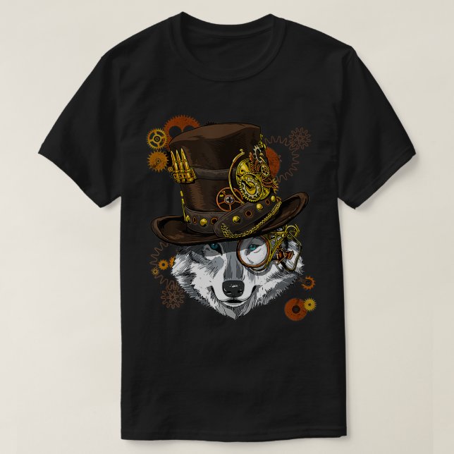Camiseta Steampunk Wolf Steampunk Lovers (Frente do Design)