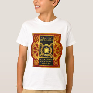 Camiseta Steamworks Atlantean - ouro & couro na madeira