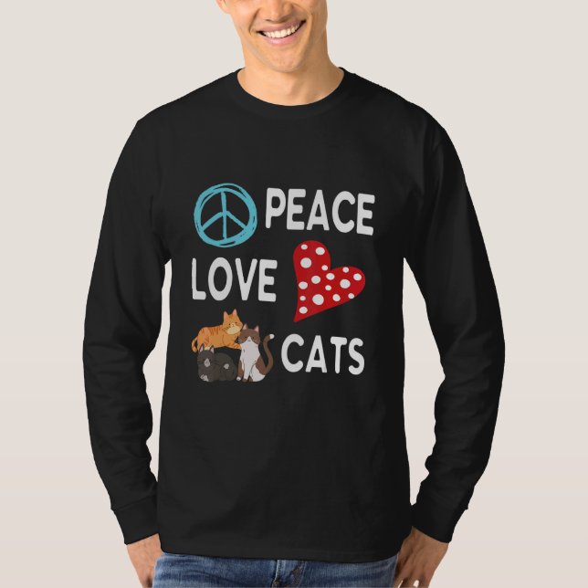 Camiseta Steering Wheel Heart Peace Love Cats Happy Day Dad (Frente)