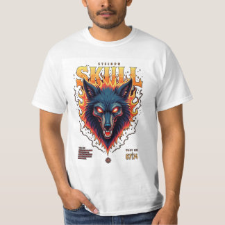 Camiseta Steidon Skull - Tee Cabeça de Lobo Flamejante