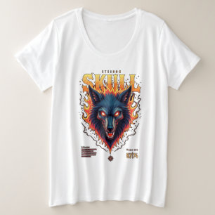Camiseta Steidon Skull - Tee Cabeça de Lobo Flamejante