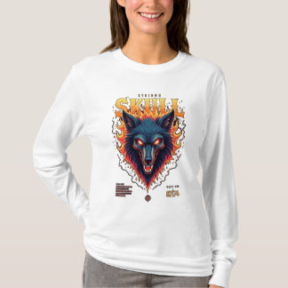 Camiseta Steidon Skull - Tee Cabeça de Lobo Flamejante
