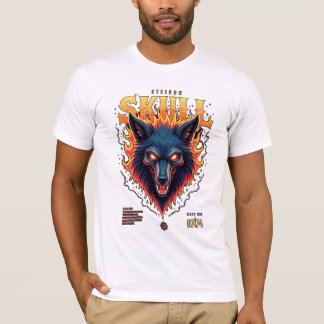 Camiseta Steidon Skull - Tee Cabeça de Lobo Flamejante