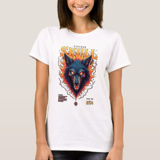 Camiseta Steidon Skull - Tee Cabeça de Lobo Flamejante