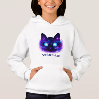 Camiseta Stellar Gaze Cosmic Cat Kids Hoodie