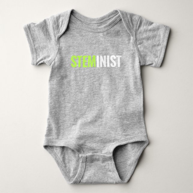 Camiseta STEMinist Preso V-Pescoço (Limão/Texto Branco) (Frente)
