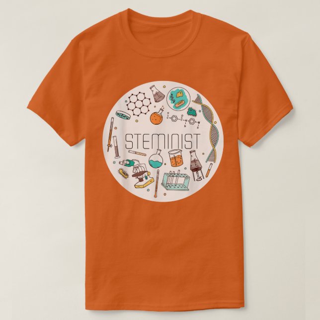 Camiseta Steminist Science Technology Engineering Math STEM (Frente do Design)