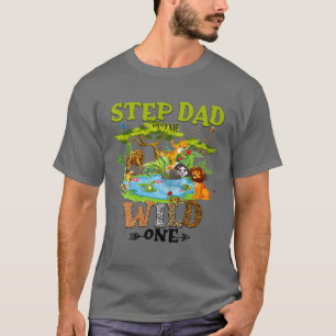 Camiseta Step Dad Of The Wild One Zoo Birthday Woodland Ani