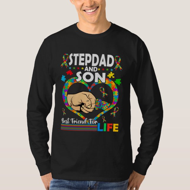 Camiseta Stepdad And Son Family Matching Autism Awareness F (Frente)