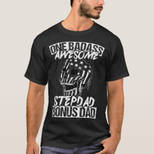 Camiseta Stepdad Bonus Pai Vintage US Flag Fun Melhor Passo