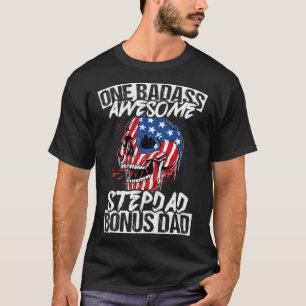 Camiseta Stepdad Bonus Pai Vintage US Flag Fun Melhor Passo