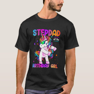 Camiseta Stepdad da Rapariga de Aniversário Dabbing Unicorn