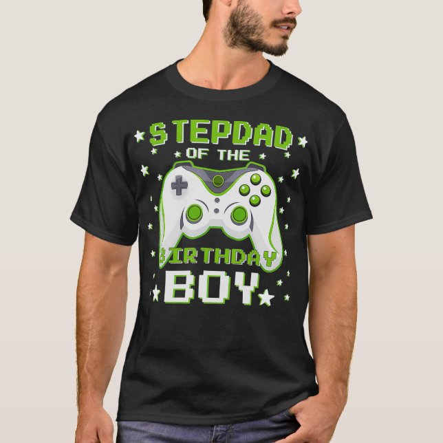 Camiseta Stepdad do Birthday Boy Gift Video Game Birthd (Frente)