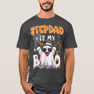 Camiseta Stepdad É O Meu Boo Halloween Boo Fantasma Óculos 