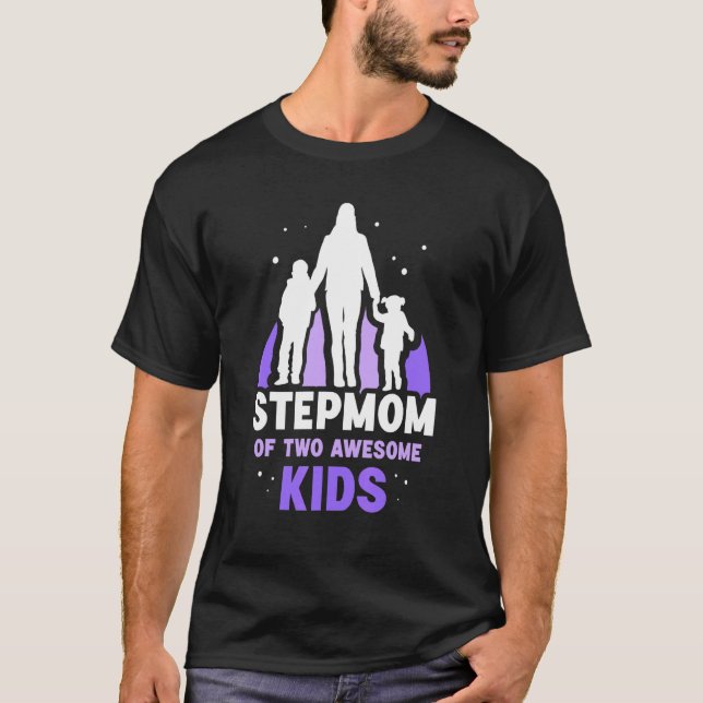Camiseta Stepfmmâe De Duas Crianças Incríveis Garotinho, Mã (Frente)