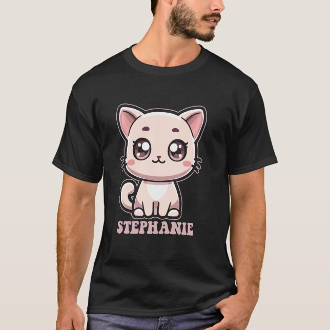 Camiseta Stephanie Cute Kitty Cat Design para Nome das Rapa (Frente)