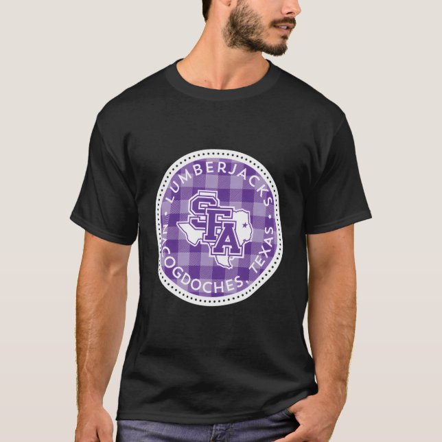 Camiseta Stephen F Austin State Lumberjacks Xadrez Crachá (Frente)