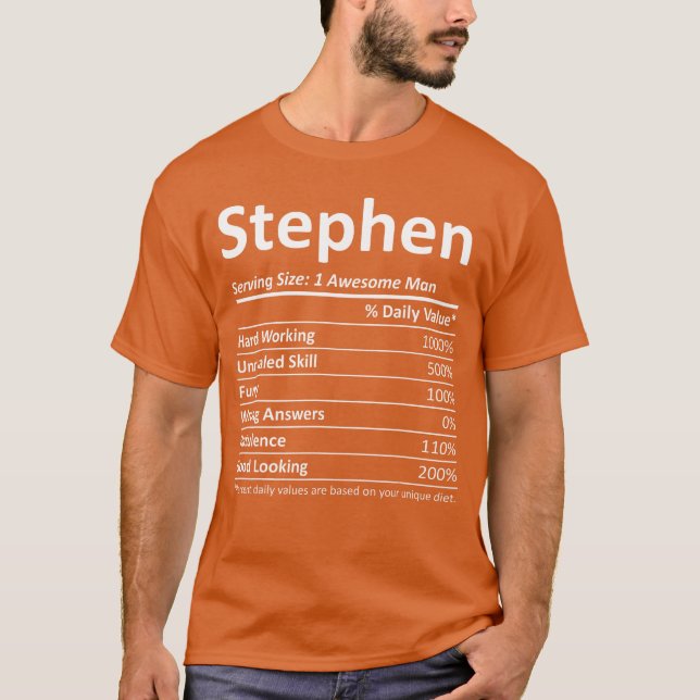 Camiseta STEPHEN Nutrition Funny Birthday Personalized Name (Frente)
