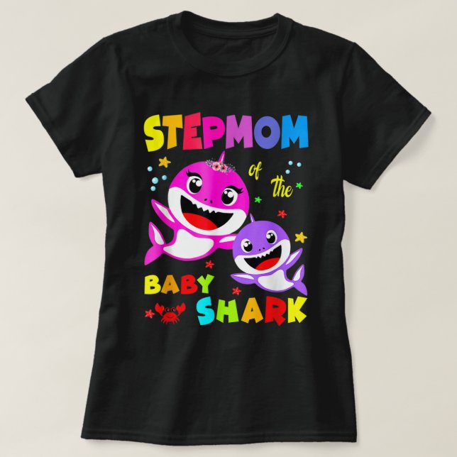 Camiseta Stepmom Shark Stepmom Shark Family Mother's Day  (Frente do Design)
