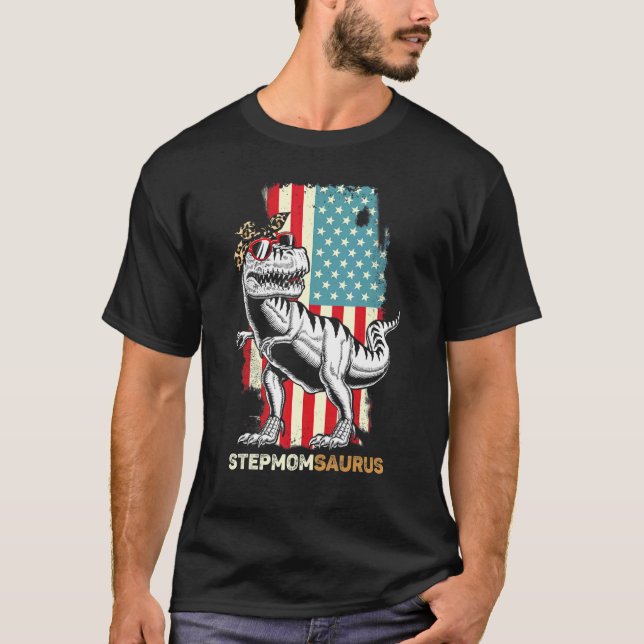 Camiseta Stepmomsaurus Rex Step Mãe Dinossaur Rex Stepma Sa (Frente)
