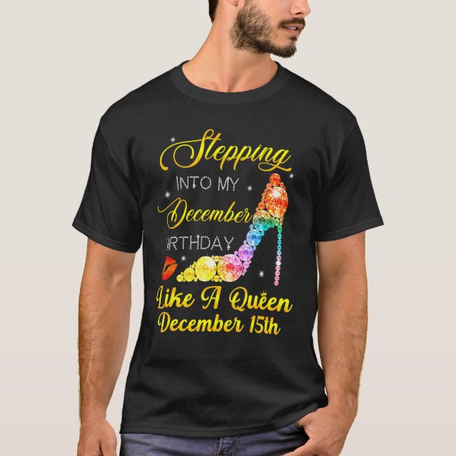 Camiseta Stepping Into My December Birthday High Heels Dece (Frente)