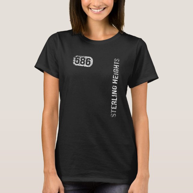 Camiseta Sterling Heights Michigan 586 Código de Área Vinta (Frente)