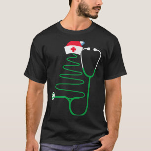 Camiseta Stethoscope Árvore de Natal Enfermeira de Natal