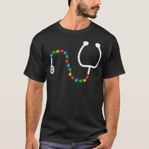 Camiseta Stethoscope Autismo Sensibilização Médica Enfermei