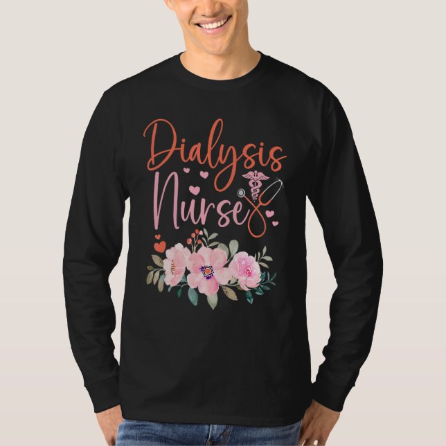 Camiseta Stethoscope Floral Dialysis Nurse Appreciation (Frente)