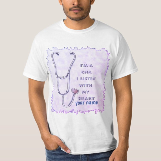 Camiseta Stethoscope Heart CNA Nurse (Frente)