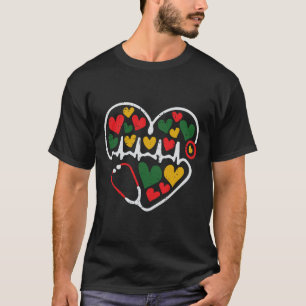 Camiseta Stethoscope Heart Junetemelanin Enfermeira African