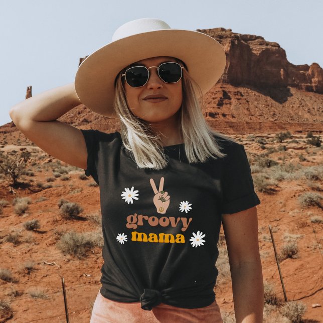 Camiseta STEVIE Retro 70's Peace Daisy Groovy Mama T Shirt (Criador carregado)