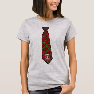 Camiseta Stewart Tartan Necktie w/Crachá Camisa-T feminina
