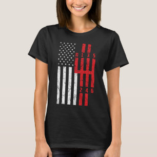 Camiseta Stick Shift American Flag 6 speed ford mustang CT