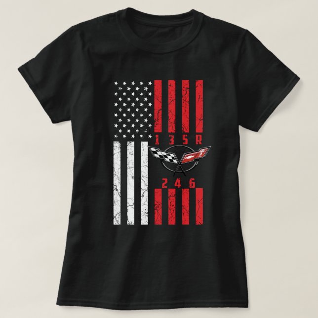 Camiseta Stick Shift American Flag corvette 6 Gea (Frente do Design)
