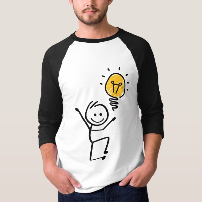 Camiseta Stickman. Lamp idee, briljant, brainstorm sessie (Frente)