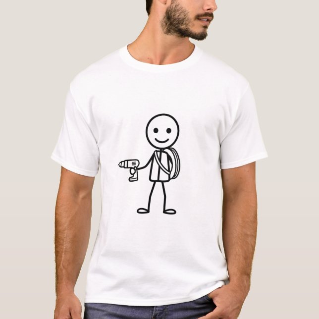 Camiseta Stickmen At Work - O Eletricista (Frente)
