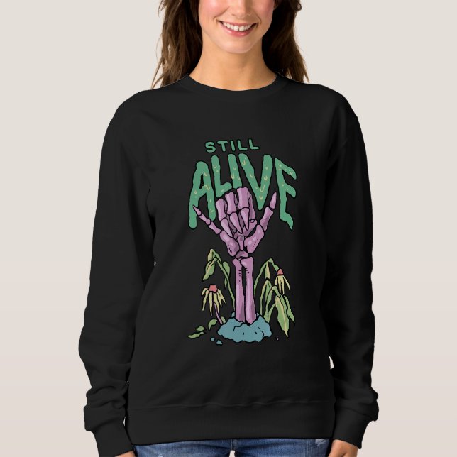 Camiseta Still Alive Pastel Goth Shaka Skeleton Hand Occult (Frente)