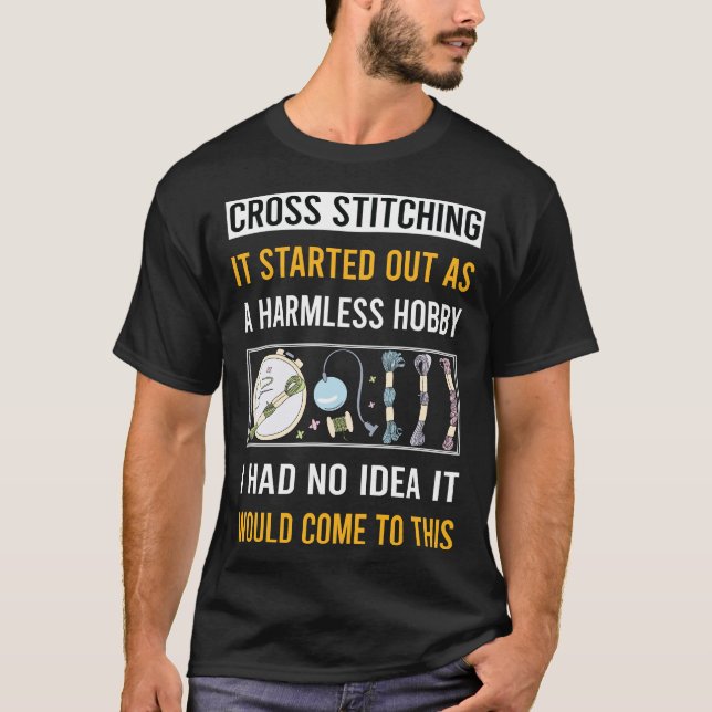 Camiseta Stitagem Cruzada de Hobby Sem Ferimentos (Frente)