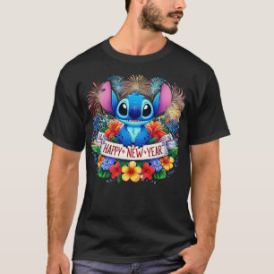 Camiseta Stitch do Feliz ano novo papais noeis