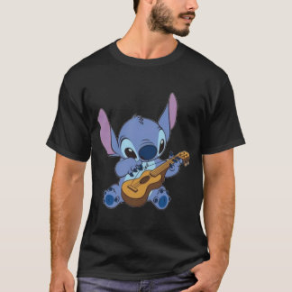 Camiseta Stitch Tocando o adesivo Ukulele