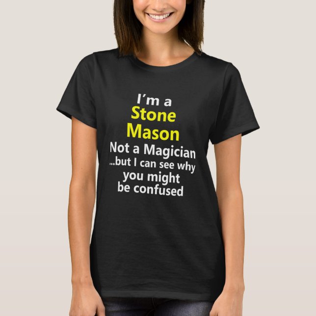 Camiseta Stone Mason Masonry Cargo Título Carreira Cement B (Frente)
