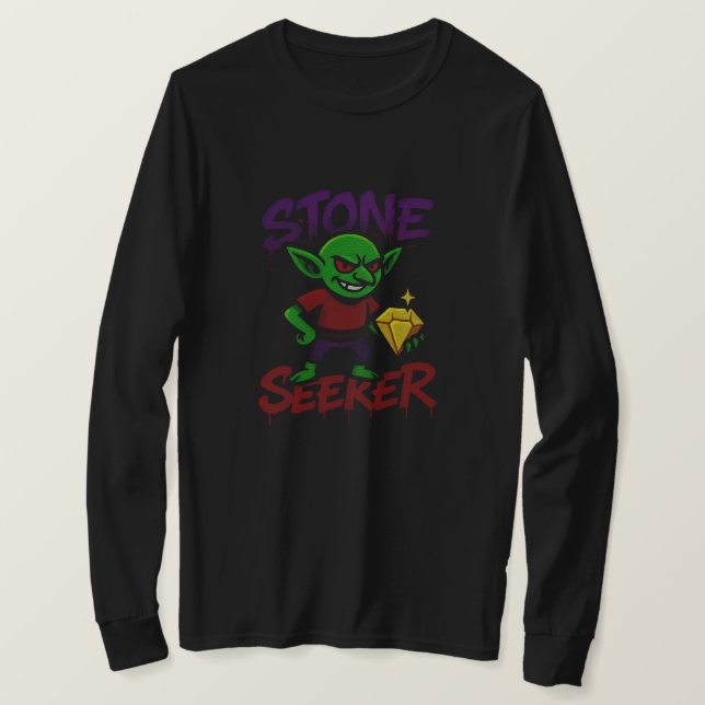 Camiseta Stone Seeker - Fantasy Goblin | APENAS PRETO (Frente do Design)