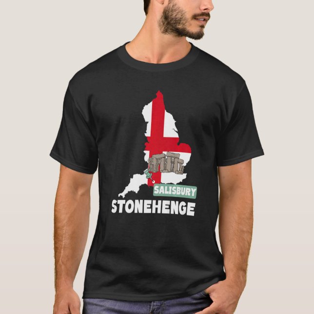 Camiseta Stonehenge Inglaterra Lembrança Mapa Inglaterra St (Frente)