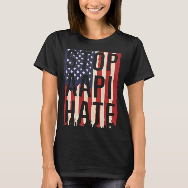 Camiseta Stop AAPI Hate, Stop Asian Hate Flag (Frente)